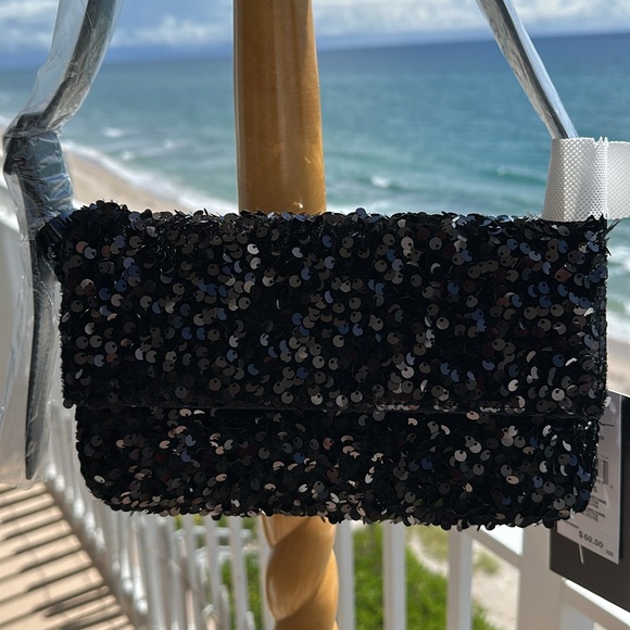 NICOLE MILLER BLACK SEQUIN BAG NWT - Picture 4 of 8